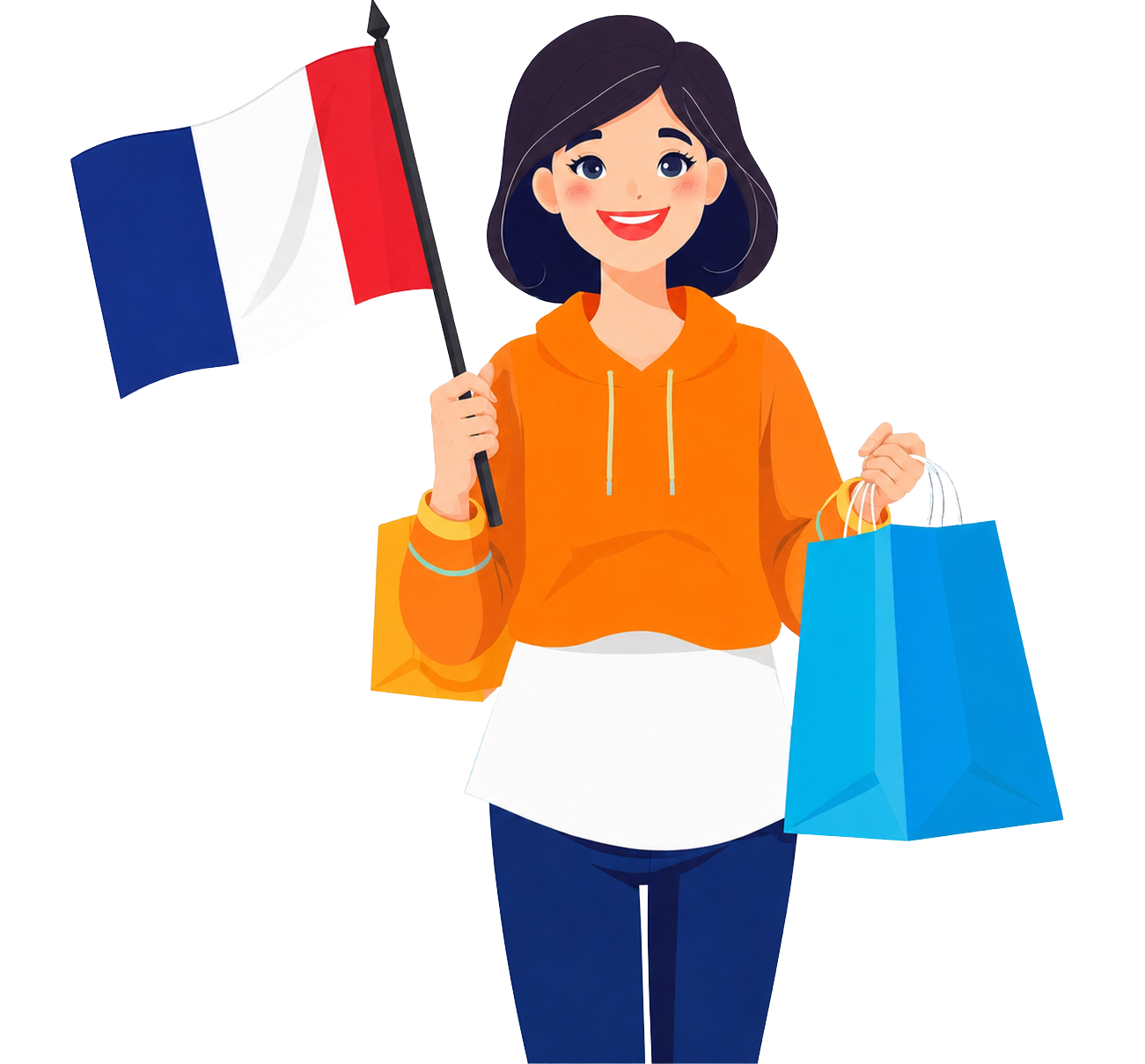Acheteur heureux avec des coupons et sacs de shopping